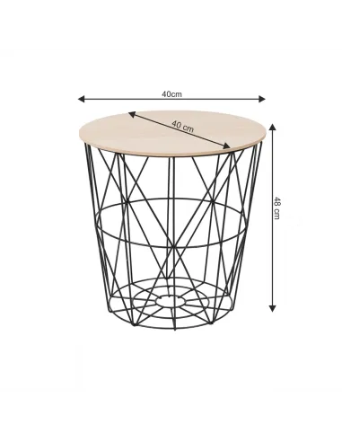 Măsuță auxiliară NANCER TYP 3 pentru living, 40x48x40 cm, PAL și metal | MobilaOK