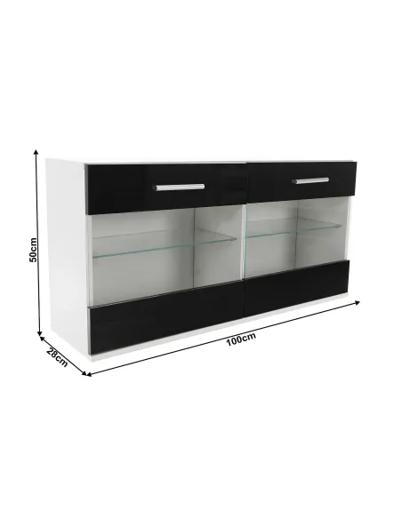 Mobilier LEO, living, alb/extra strălucire neagră, PAL melaminat | MobilaOK