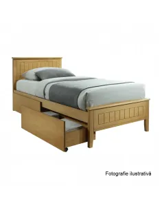 Pat, MIDEA, dormitor, 90x200, lemn masiv și MDF | MobilaOK 2