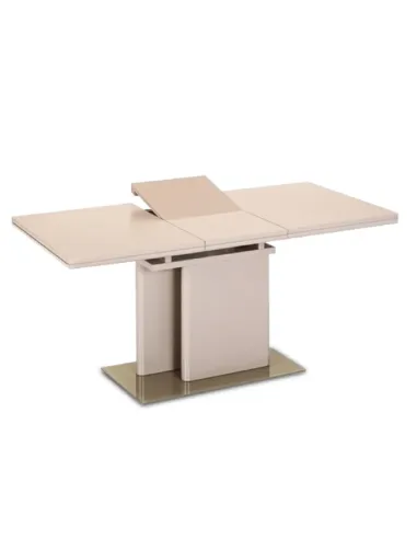 Masă de bucătărie VIRAT, extensibilă 120-160x80 cm, PAL/MDF, capuccino lucios | MobilaOK