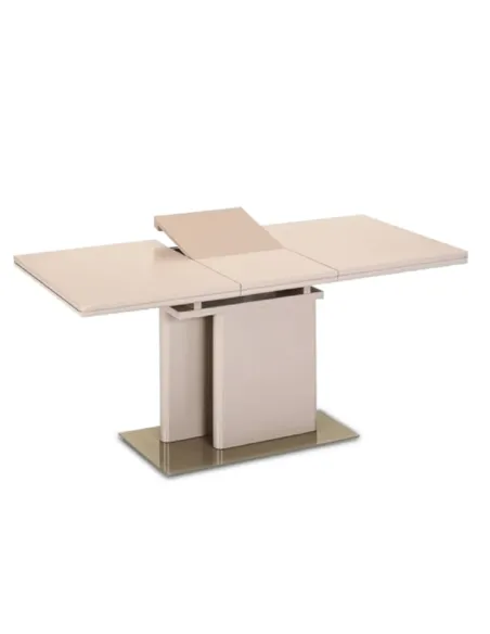 Masă de bucătărie VIRAT, extensibilă 120-160x80 cm, PAL/MDF, capuccino lucios | MobilaOK