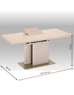 Masă de bucătărie VIRAT, extensibilă 120-160x80 cm, PAL/MDF, capuccino lucios | MobilaOK 2