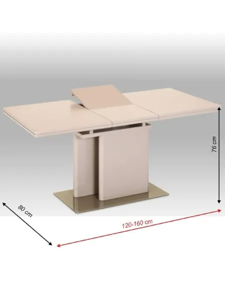 Masă de bucătărie VIRAT, extensibilă 120-160x80 cm, PAL/MDF, capuccino lucios | MobilaOK