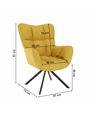 Fotoliu KOMODO, living/birou, 67x97x72 cm, Textil/Metal | MobilaOK
