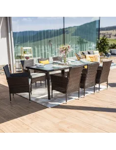 Set Grădină MENIBOR, 9 Piese, 200x90x74 cm, Ratan Artificial | MobilaOK 2