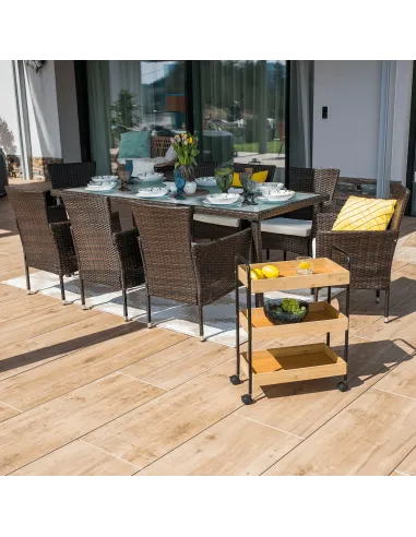 Set Grădină MENIBOR, 9 Piese, 200x90x74 cm, Ratan Artificial | MobilaOK