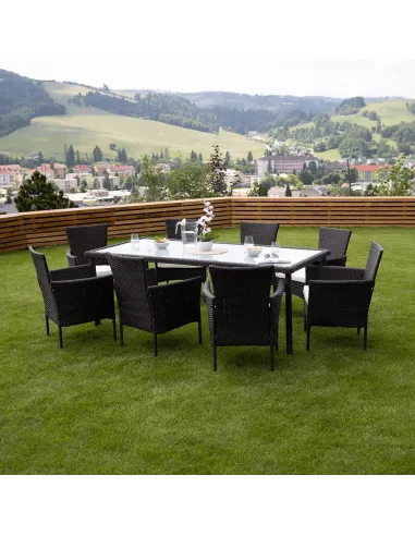 Set Grădină MENIBOR, 9 Piese, 200x90x74 cm, Ratan Artificial | MobilaOK