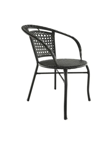 Set Grădină LASAN, terasă, masa Ø60 cm și fotolii 65x62x77 cm, ratan sintetic, oțel, sticlă | MobilaOK