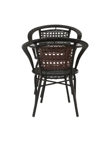 Set Grădină LASAN, terasă, masa Ø60 cm și fotolii 65x62x77 cm, ratan sintetic, oțel, sticlă | MobilaOK