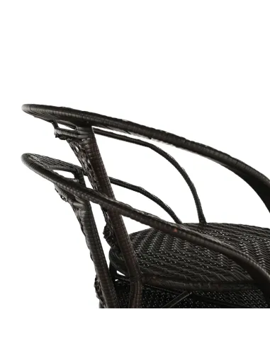 Set Grădină LASAN, terasă, masa Ø60 cm și fotolii 65x62x77 cm, ratan sintetic, oțel, sticlă | MobilaOK
