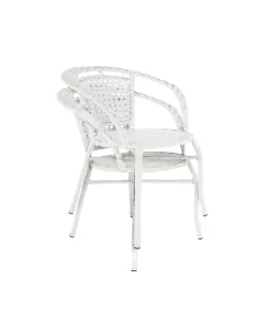 Set Grădină JENAR, 3 Piese (Masă 63x58 cm + 2 Fotolii), Ratan Sintetic, Alb | MobilaOK 2
