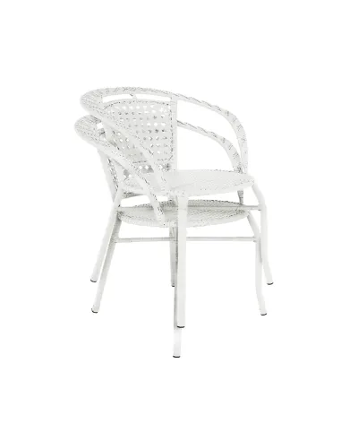 Set Grădină JENAR, 3 Piese (Masă 63x58 cm + 2 Fotolii), Ratan Sintetic, Alb | MobilaOK