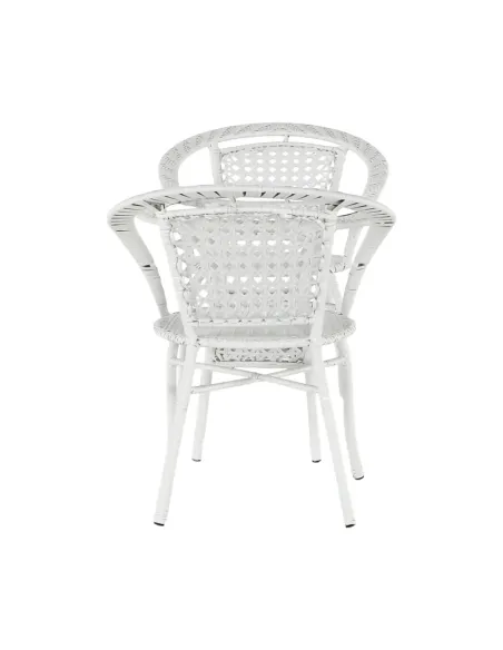 Set Grădină JENAR, 3 Piese (Masă 63x58 cm + 2 Fotolii), Ratan Sintetic, Alb | MobilaOK