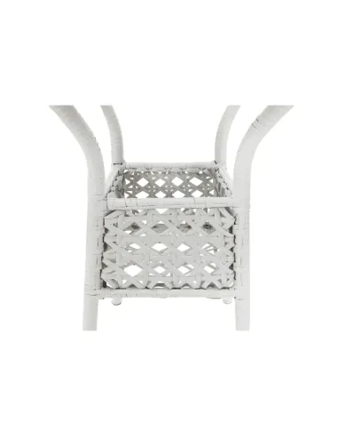 Set Grădină JENAR, 3 Piese (Masă 63x58 cm + 2 Fotolii), Ratan Sintetic, Alb | MobilaOK