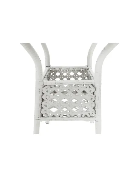 Set Grădină JENAR, 3 Piese (Masă 63x58 cm + 2 Fotolii), Ratan Sintetic, Alb | MobilaOK