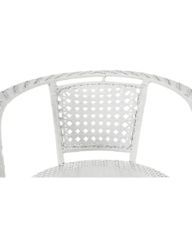 Set Grădină JENAR, 3 Piese (Masă 63x58 cm + 2 Fotolii), Ratan Sintetic, Alb | MobilaOK