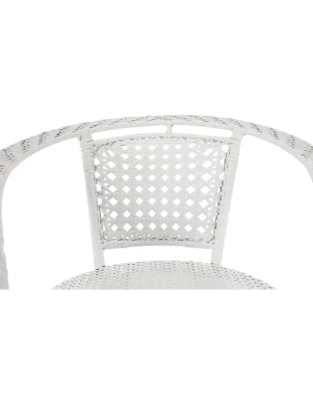 Set Grădină JENAR, 3 Piese (Masă 63x58 cm + 2 Fotolii), Ratan Sintetic, Alb | MobilaOK