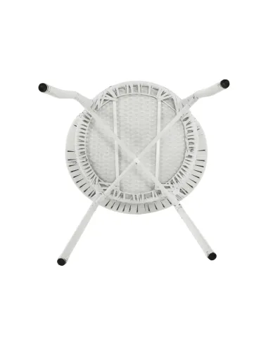 Set Grădină JENAR, 3 Piese (Masă 63x58 cm + 2 Fotolii), Ratan Sintetic, Alb | MobilaOK