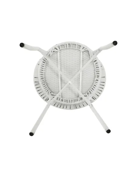 Set Grădină JENAR, 3 Piese (Masă 63x58 cm + 2 Fotolii), Ratan Sintetic, Alb | MobilaOK