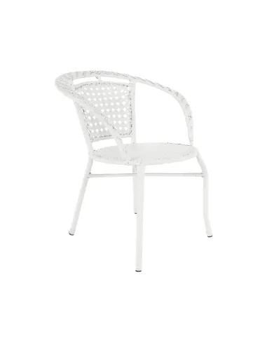 Set Grădină JENAR, 3 Piese (Masă 63x58 cm + 2 Fotolii), Ratan Sintetic, Alb | MobilaOK