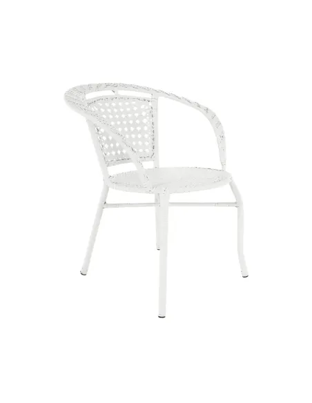 Set Grădină JENAR, 3 Piese (Masă 63x58 cm + 2 Fotolii), Ratan Sintetic, Alb | MobilaOK