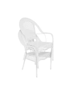 Set de Grădină KOVEN, terasă, Masă Ø80x72cm, Fotolii 64x69x92cm, Ratan Sintetic și Oțel | MobilaOK 2