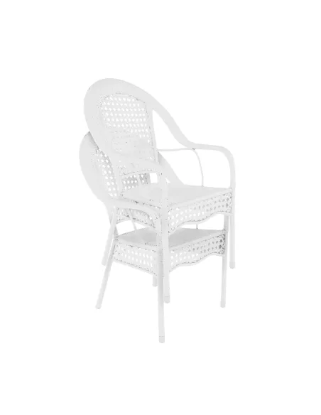 Set de Grădină KOVEN, terasă, Masă Ø80x72cm, Fotolii 64x69x92cm, Ratan Sintetic și Oțel | MobilaOK