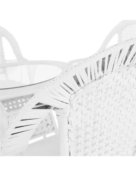 Set de Grădină KOVEN, terasă, Masă Ø80x72cm, Fotolii 64x69x92cm, Ratan Sintetic și Oțel | MobilaOK