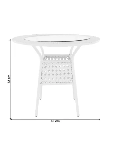 Set de Grădină KOVEN, terasă, Masă Ø80x72cm, Fotolii 64x69x92cm, Ratan Sintetic și Oțel | MobilaOK
