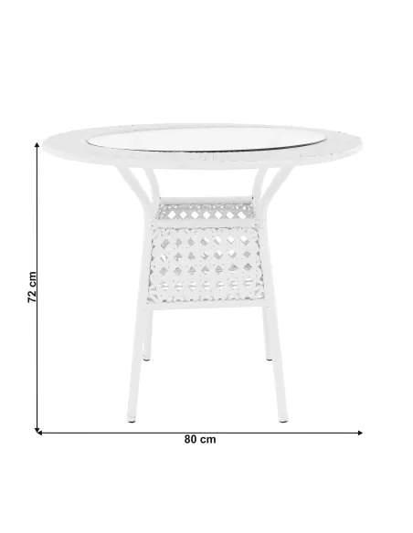 Set de Grădină KOVEN, terasă, Masă Ø80x72cm, Fotolii 64x69x92cm, Ratan Sintetic și Oțel | MobilaOK