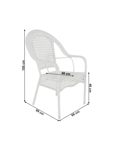 Set de Grădină KOVEN, terasă, Masă Ø80x72cm, Fotolii 64x69x92cm, Ratan Sintetic și Oțel | MobilaOK
