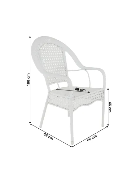 Set de Grădină KOVEN, terasă, Masă Ø80x72cm, Fotolii 64x69x92cm, Ratan Sintetic și Oțel | MobilaOK