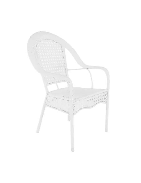 Set de Grădină KOVEN, terasă, Masă Ø80x72cm, Fotolii 64x69x92cm, Ratan Sintetic și Oțel | MobilaOK