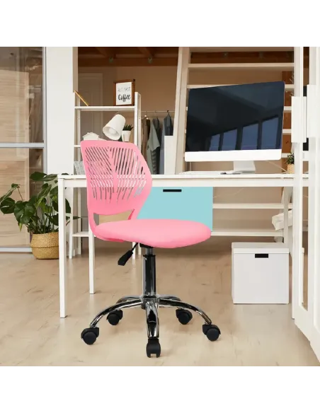 Scaun rotativ, roz/crom, SELVA | MobilaOK