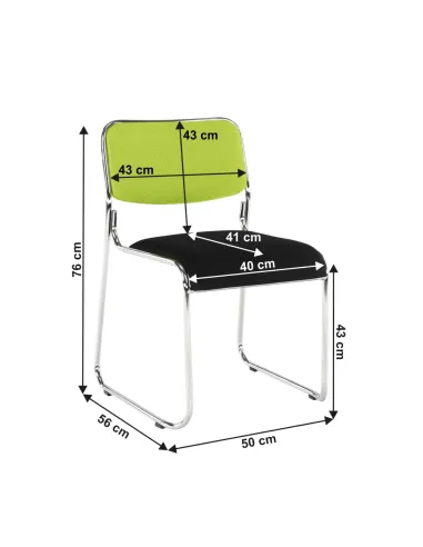 Scaun conferință BULUT, birou/sala ședințe, 50x76x56 cm, plasă verde/metal negru | MobilaOK