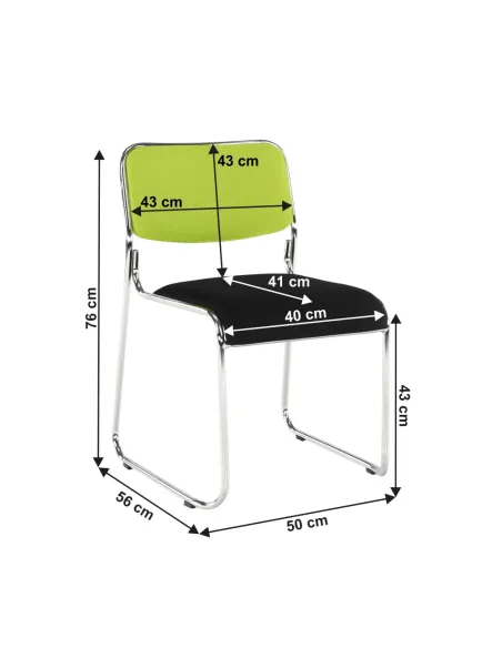 Scaun conferință BULUT, birou/sala ședințe, 50x76x56 cm, plasă verde/metal negru | MobilaOK
