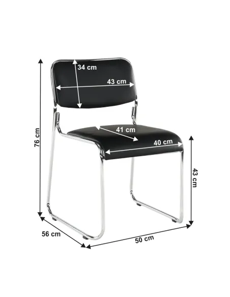 Scaun conferință BULUT, birou, 50x76x56 cm, piele ecologică/metal | MobilaOK