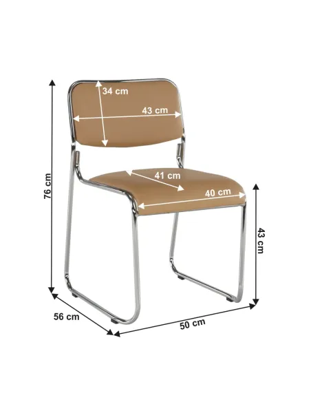 Scaun conferință BULUT, birou, 50x76x56 cm, piele ecologică și metal cromat | MobilaOK