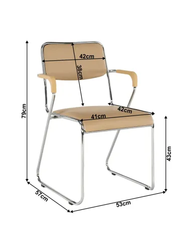 Scaun conferință DERYA, birou/sala conferinte, 53x79x57 cm, Piele ecologica maro | MobilaOK