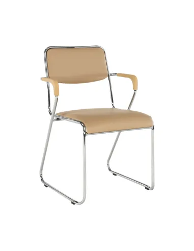 Scaun conferință DERYA, birou/sala conferinte, 53x79x57 cm, Piele ecologica maro | MobilaOK