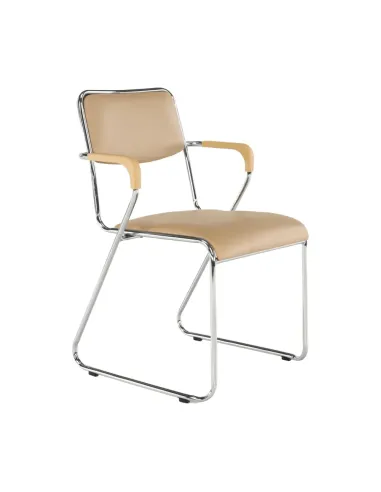Scaun conferință DERYA, birou/sala conferinte, 53x79x57 cm, Piele ecologica maro | MobilaOK