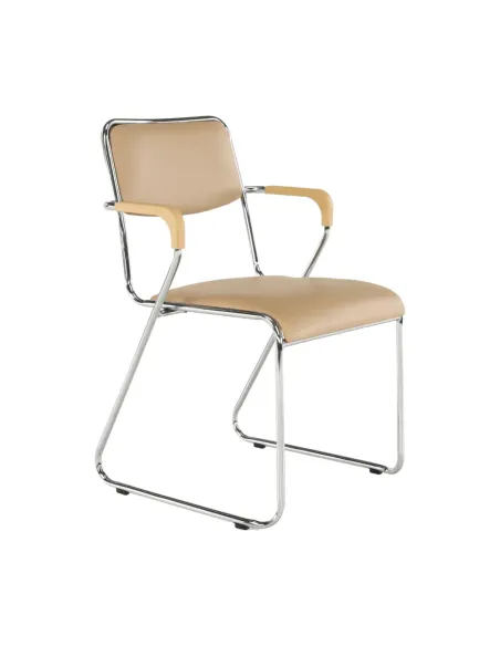 Scaun conferință DERYA, birou/sala conferinte, 53x79x57 cm, Piele ecologica maro | MobilaOK