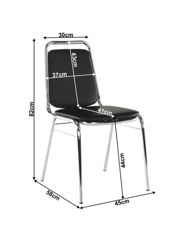 Scaun conferință ZEKI, birou, 45x82x58 cm, piele ecologică și metal | MobilaOK