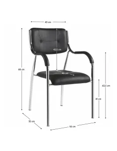 Scaun stivuibil ILHAM, living/birou/evenimente, 52x85x55 cm, Piele ecologică/Metal | MobilaOK 2
