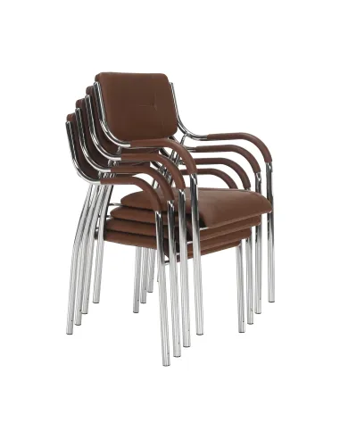 Scaun stivuibil ILHAM, living/birou/restaurant, 52x85x55 cm, Piele ecologică și Metal | MobilaOK