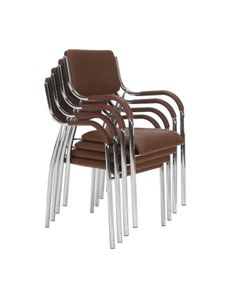 Scaun stivuibil ILHAM, living/birou/restaurant, 52x85x55 cm, Piele ecologică și Metal | MobilaOK