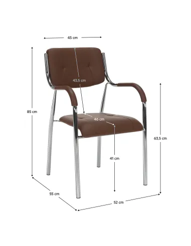 Scaun stivuibil ILHAM, living/birou/restaurant, 52x85x55 cm, Piele ecologică și Metal | MobilaOK