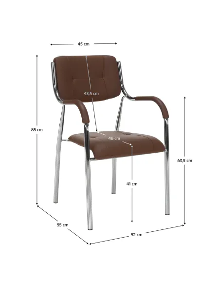 Scaun stivuibil ILHAM, living/birou/restaurant, 52x85x55 cm, Piele ecologică și Metal | MobilaOK