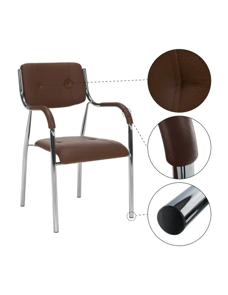 Scaun stivuibil ILHAM, living/birou/restaurant, 52x85x55 cm, Piele ecologică și Metal | MobilaOK