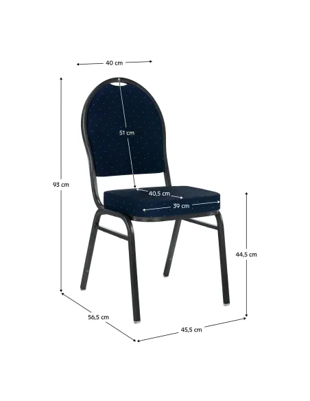 Scaun stivuitor JEFF 3 NEW, birou/eveniment, 45.5x56.5x93 cm, material textil albastru/cadru metalic gri | MobilaOK